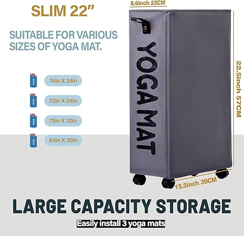 Miniatura 2 de Twira Estantes de almacenamiento para esterillas de yoga, estante de almacenamiento de gimnasio en casa para rodillo de espuma, correa de yoga y