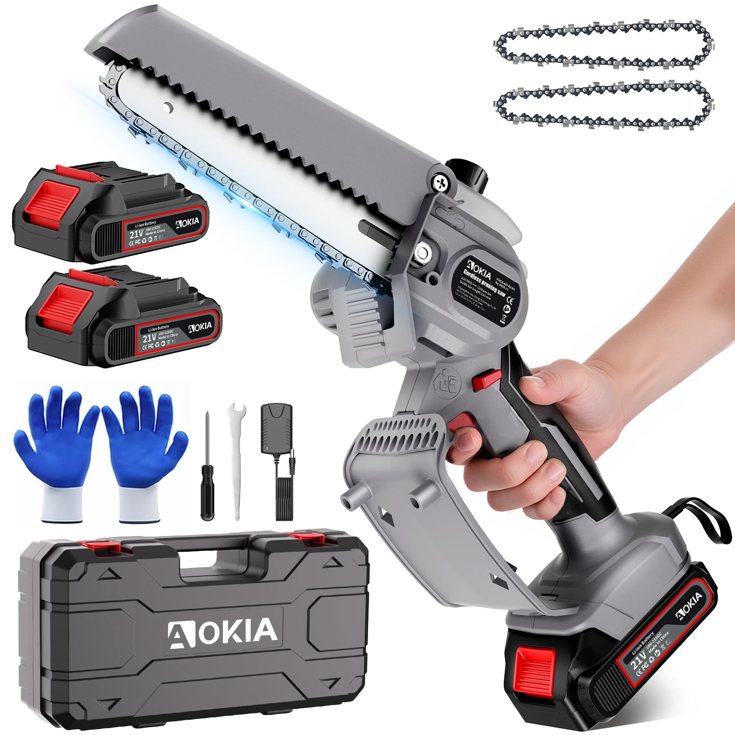 Mini motosierra inalámbrica de 6 pulgadas con 2 baterías, sierra eléctrica para rama de árbol, regalo de cumpleaños de Navidad para hombres, papá, marido, motosierras pequeñas de mano para cortar