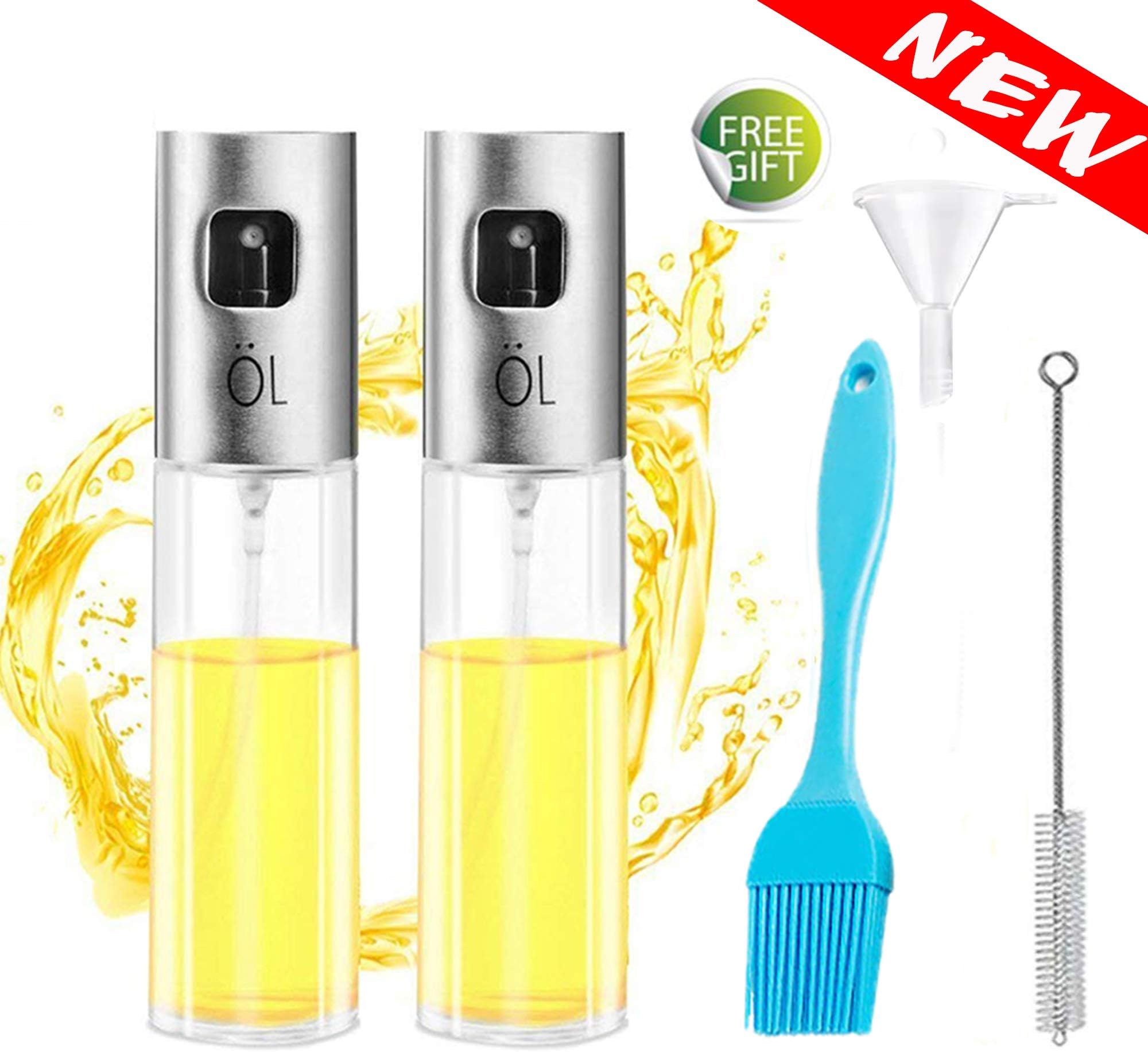 Olive Oil Sprayer for Cooking, 2 PACK Food grade Glass Oil and Vinegar Sprayer Dispenser, Olive Oil Sprayer Mister for Making Salad, Roasting, BBQ, Kitchen Baking,Grilling,Frying