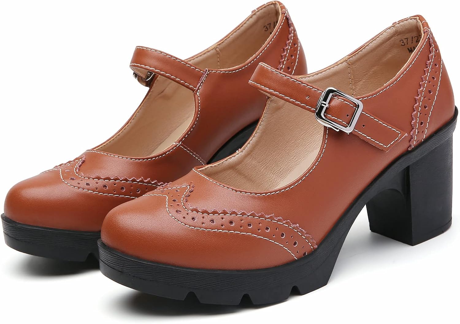 DADAWEN Women's Chunky Low Block Heels Mary Jane Closed Toe Work Pumps Comfortable Round Toe Oxfords Dress Wedding Shoes - Image 7