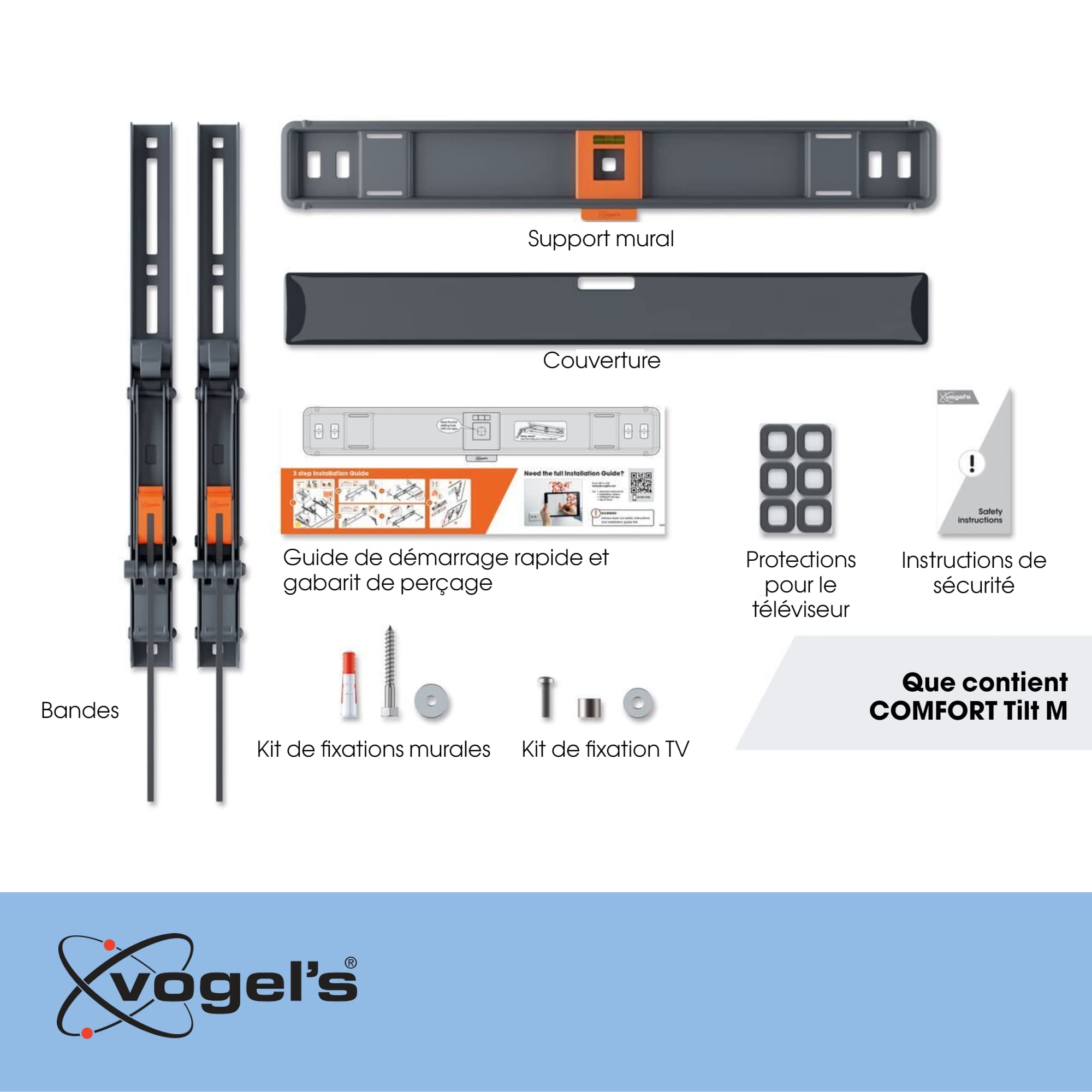 Vogel's TVM 3415 Support Mural TV inclinable pour téléviseurs 32-65 Pouces, Max. 25 kg, Support TV Max. VESA 400x400, Compatibilité Universelle | Inclinable jusqu'à 20°, Charge Max 25 kg, Certifié TÜV, VESA 400x400, Technologie inclinaison protège TV et m