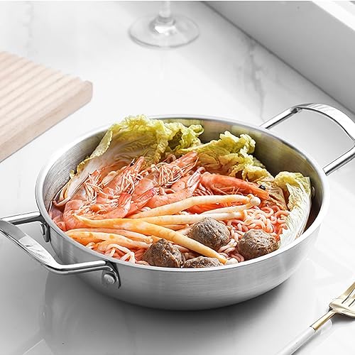 Miniatura 4 de GANAZONO Mini olla de sopa de ramen, olla caliente coreana de acero inoxidable con asa para cocinar fácilmente, perfecta para fideos y mariscos,