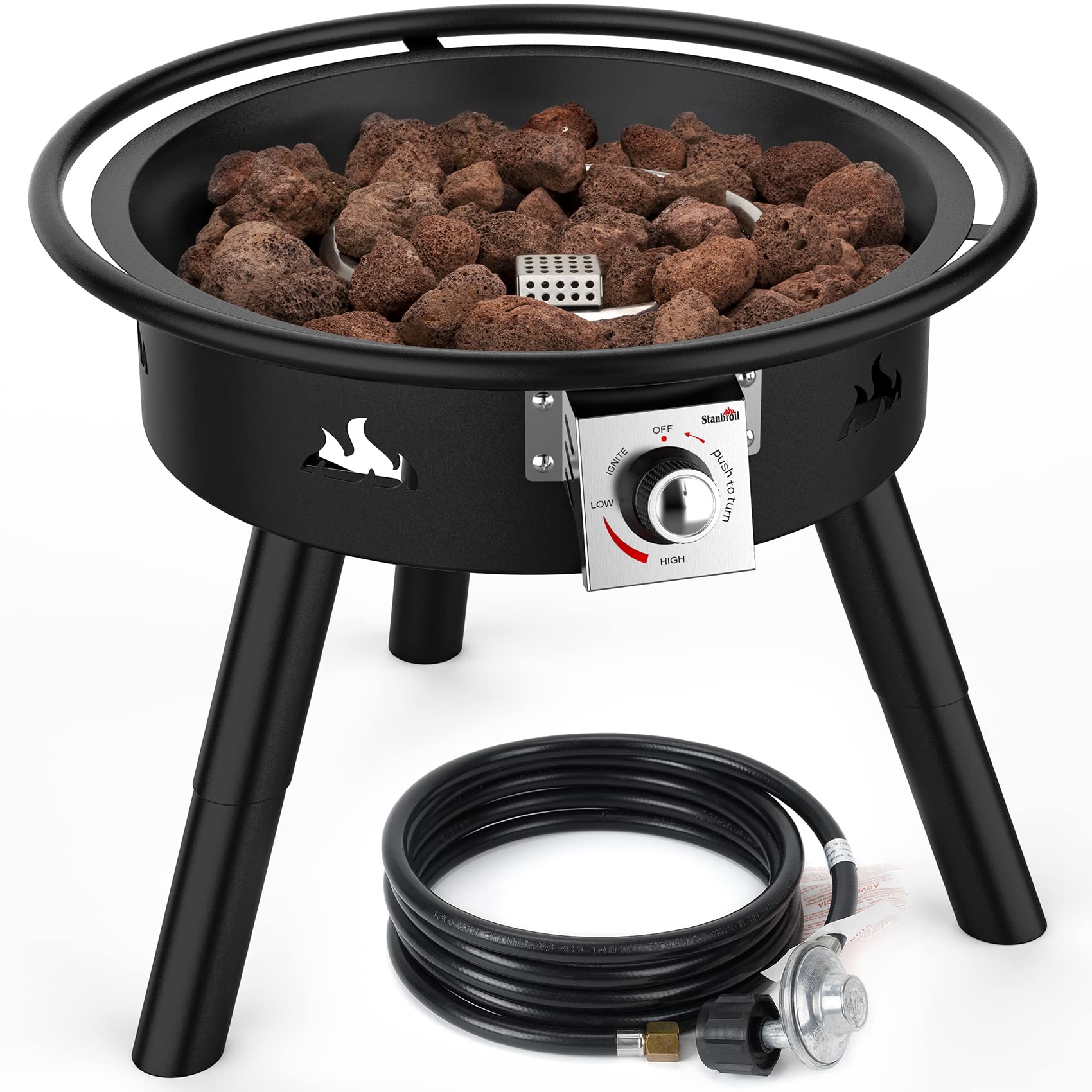 Stanbroil 22-Inch Outdoor Propane Gas Fire Pit with Lava Rocks