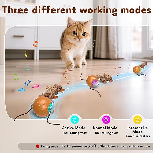 Miniatura 3 de Pelota de juguete interactiva para gatos, juguete interactivo automático para gatos diseñado por ratones, una pelota móvil para gatos, juguetes