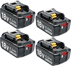 Compatible Makita 18V Battery, 5.5 Ah, Compatible with BL1860B, BL1830, BL1840, BL1850, BL1890, Makita 18V Battery, 5500mAh, Large Capacity, Lithium Ion Battery, Power Tool Battery, LCD Display,