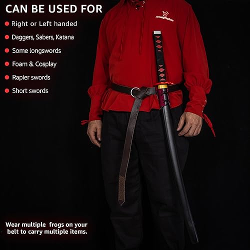 Miniatura 3 de Armory Replicas - Funda de daga de cuero genuino - Rana espada ajustable de inspiración medieval para armas pequeñas