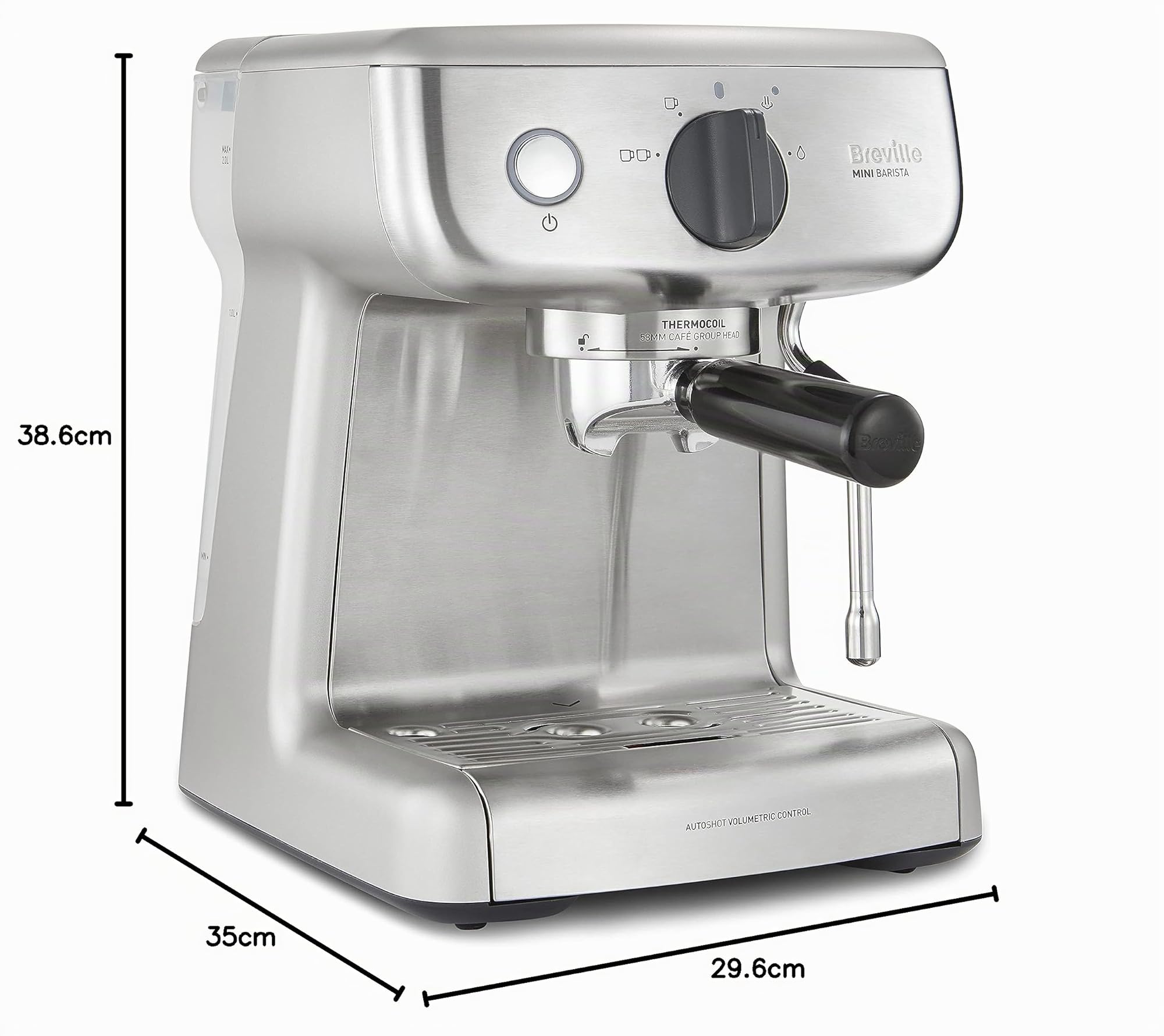 Breville Barista Mini Cafetière/machine à expresso semi-automatique | avec buse à vapeur pour faire mousser le lait & pompe italienne de 15 bars [VCF125X]