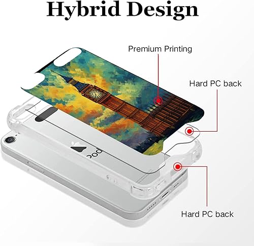 Miniatura 5 de Xioolia Transparent Phone Case Compatible with iPod Touch 567Shock-Absorbing Anti-Scratch Clear with Four Corner Bumper and Big Ben Designer-Art