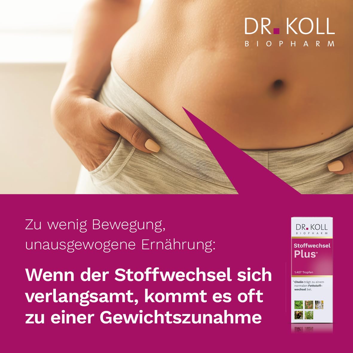 Dr. Koll Stoffwechsel Plus - Nahrungsergänzungsmittel mit Cholin, Glycerolkomplettextrakten und Vitaminen, 50 ml