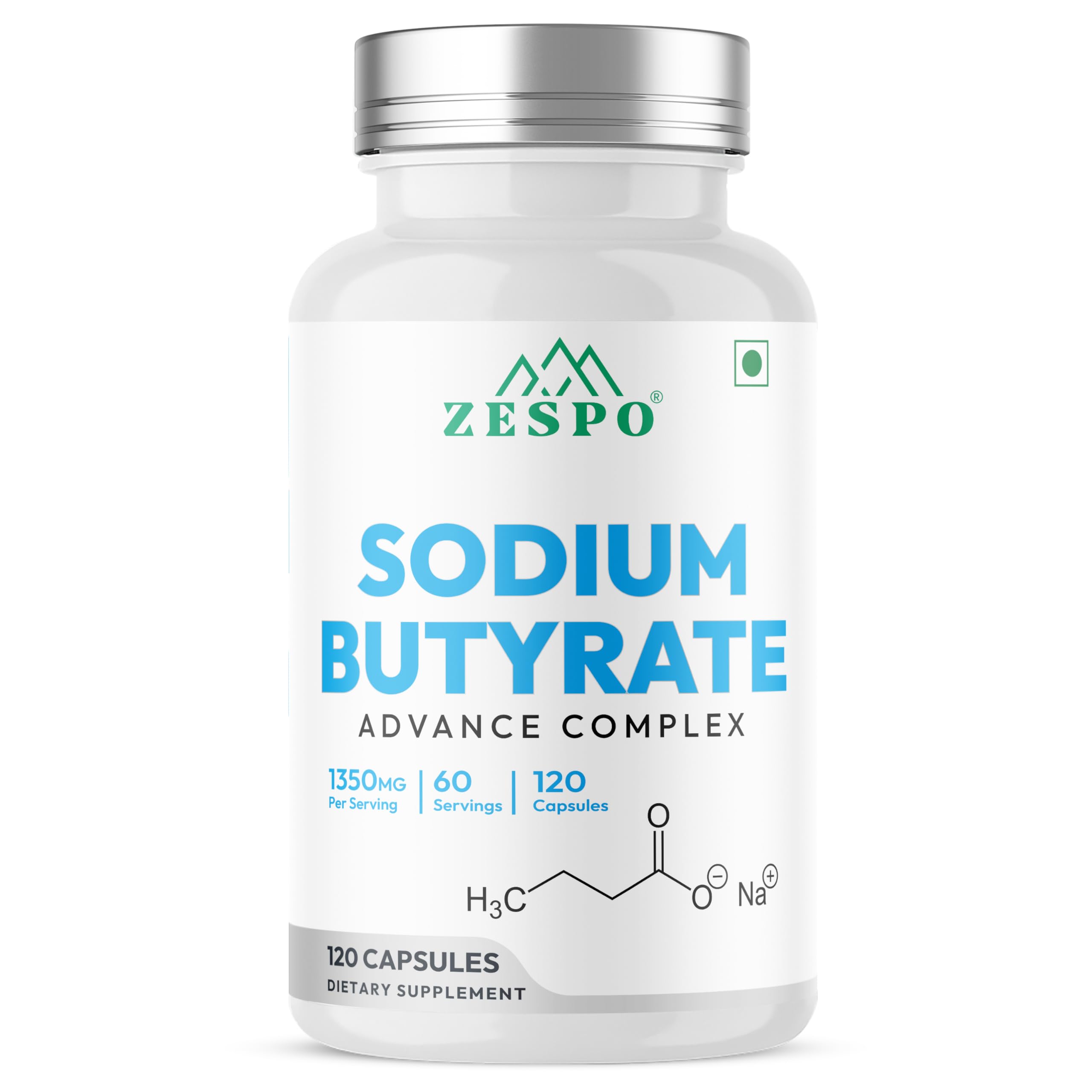 Zespo Micro-Encapsulated Sodium Butyrate 1000mg Postbiotic 120 Vegan Caps