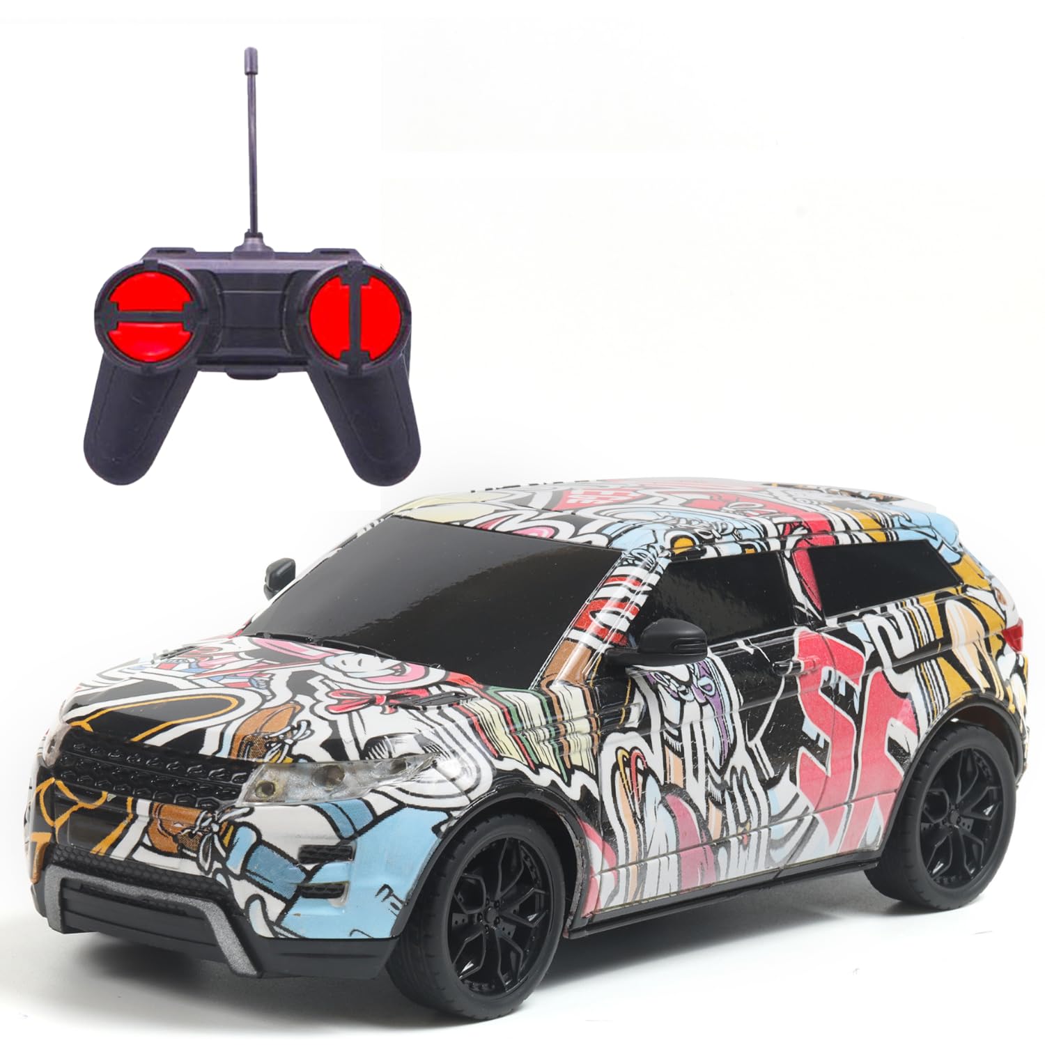 Remote Control Car for Kids |Rechargeable High Speed RC Car with Lithium Battery |Type-C Charging |LED Headlights |Multicolor Graffiti-image-3