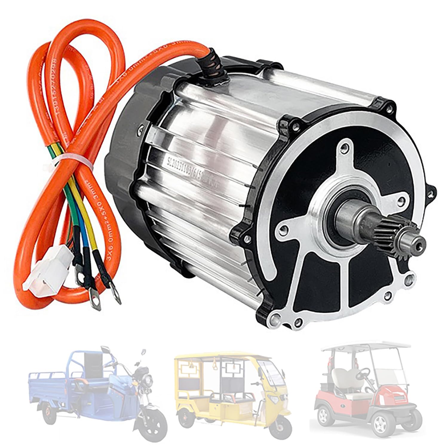 1500W 1800W Electric Tricycle Brushless DC Motor 48V 60V 72V Three-Wheeled Bicycle Motor 16 Teeth, 5 Holes for DIY, Tricycle, Quad Bike, Go-Kart Modification and Upgrade,60v 1500w 3200rpm
