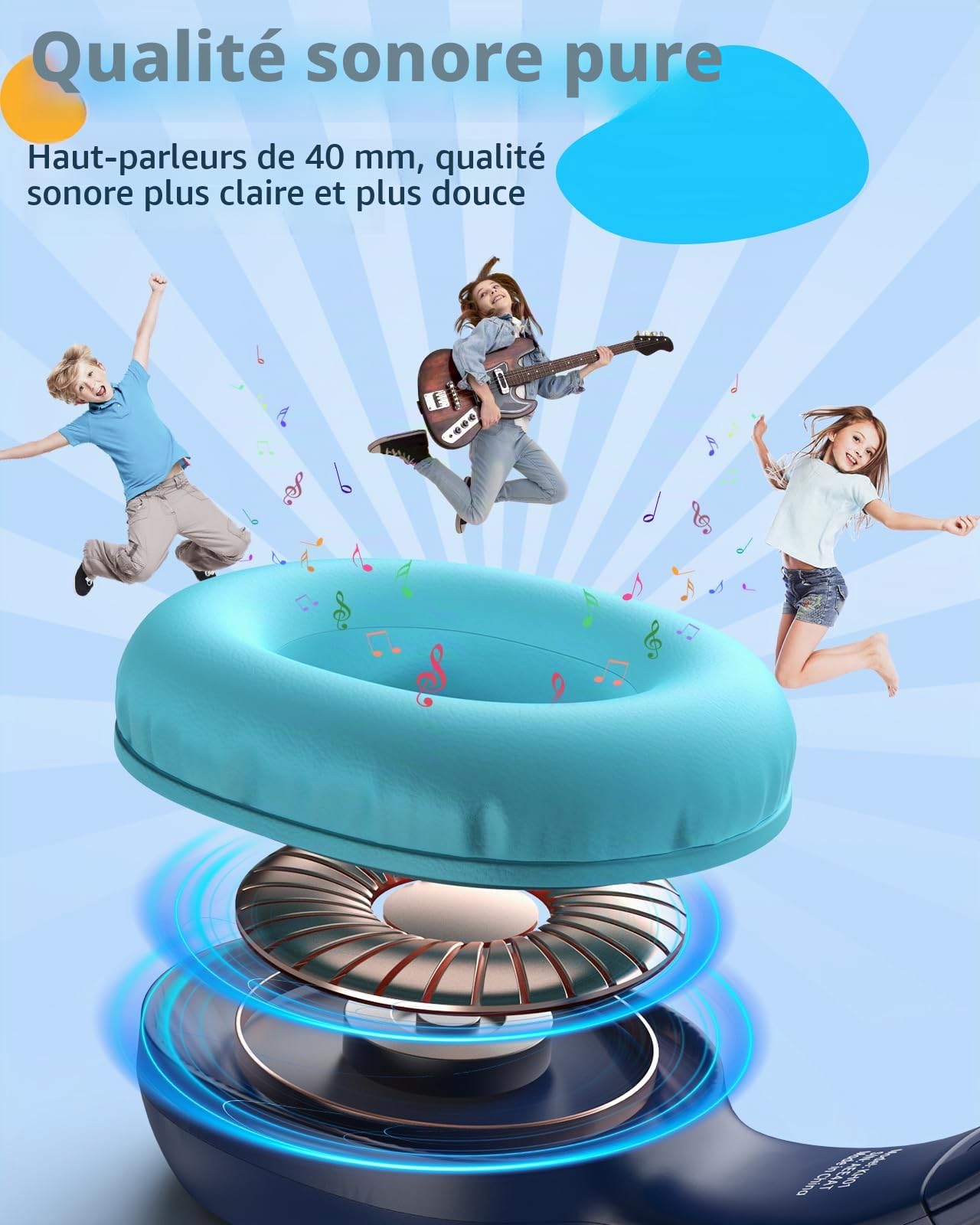 Tronsmart Casque Enfant, Casque Audio Enfant Filaire, Volume Sûr 85/94 DB, Haut-Parleurs De 40 Mm, Son Clair Et Doux, Prise Jack 3,5 Mm avec Cordon, pour l'Apprentissage Et Le Divertissement