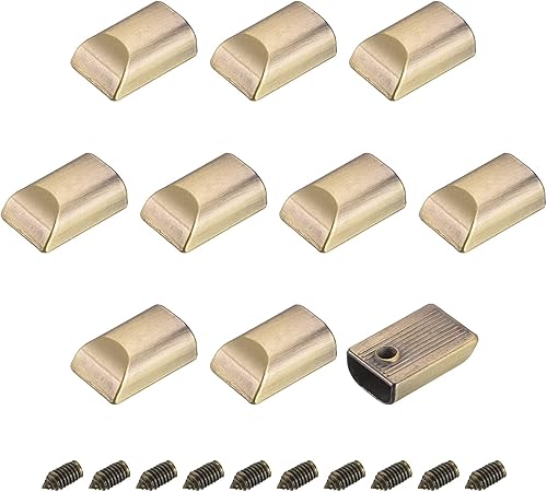 uxcell 10 tapones de metal con cremallera, extremos rectangulares de repuesto con clip trasero con tornillo para manualidades, bolsa, equipaje, tono