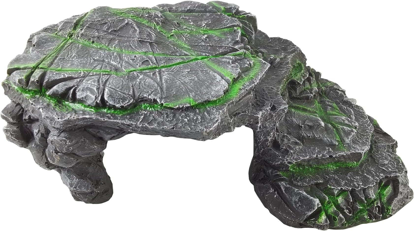 TIHOOD Turtle Platform Rectangular Aquarium Fish Tank Adjustable Turtle Basking Platform Reptile Resting Terrace Tortoise Climbing Platform (Grey and Green)