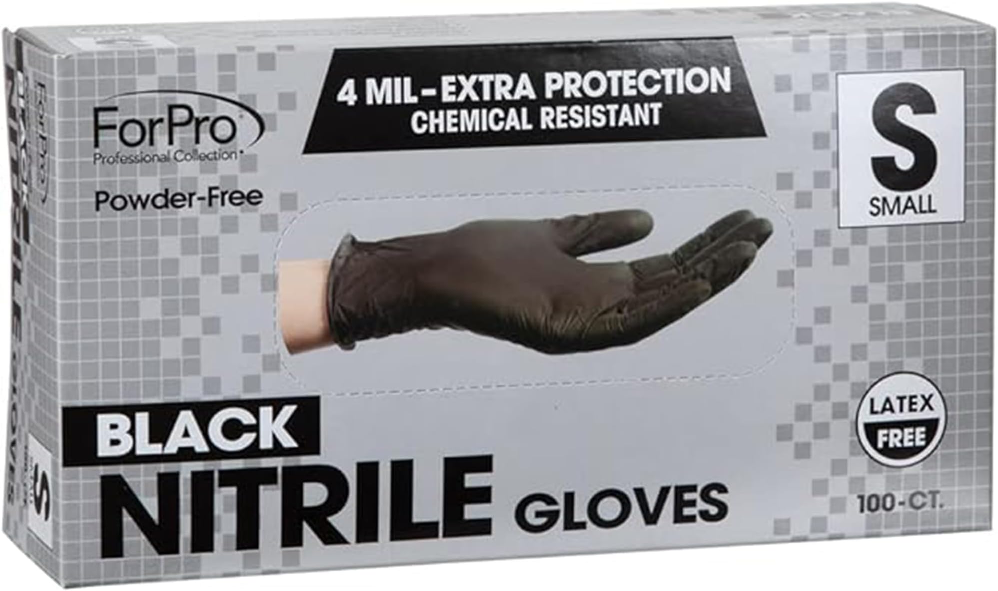ForPro Disposable Nitrile Gloves, Chemical Resistant, Powder-Free, Latex-Free, Non-Sterile, Food Safe, 4 Mil