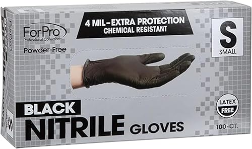 ForPro Disposable Nitrile Gloves, Chemical Resistant, Powder-Free, Latex-Free, Non-Sterile, Food Safe, 4 Mil