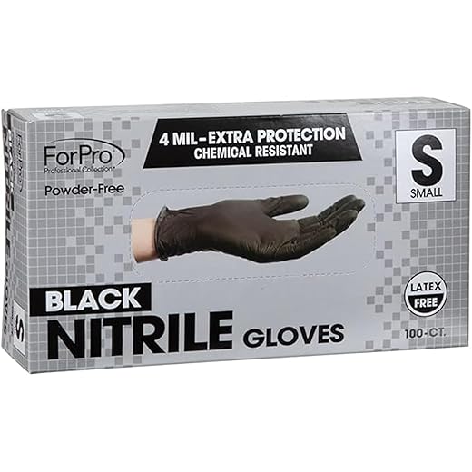 ForPro Disposable Nitrile Gloves, Chemical Resistant, Powder-Free, Latex-Free, Non-Sterile, Food Safe, 4 Mil