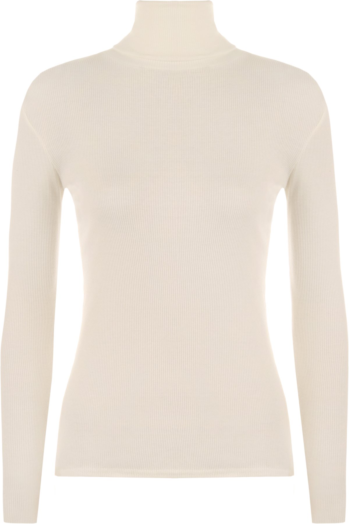 Wearall Women's Cream Ribbed Stretch Polo Neck Top - 16-18