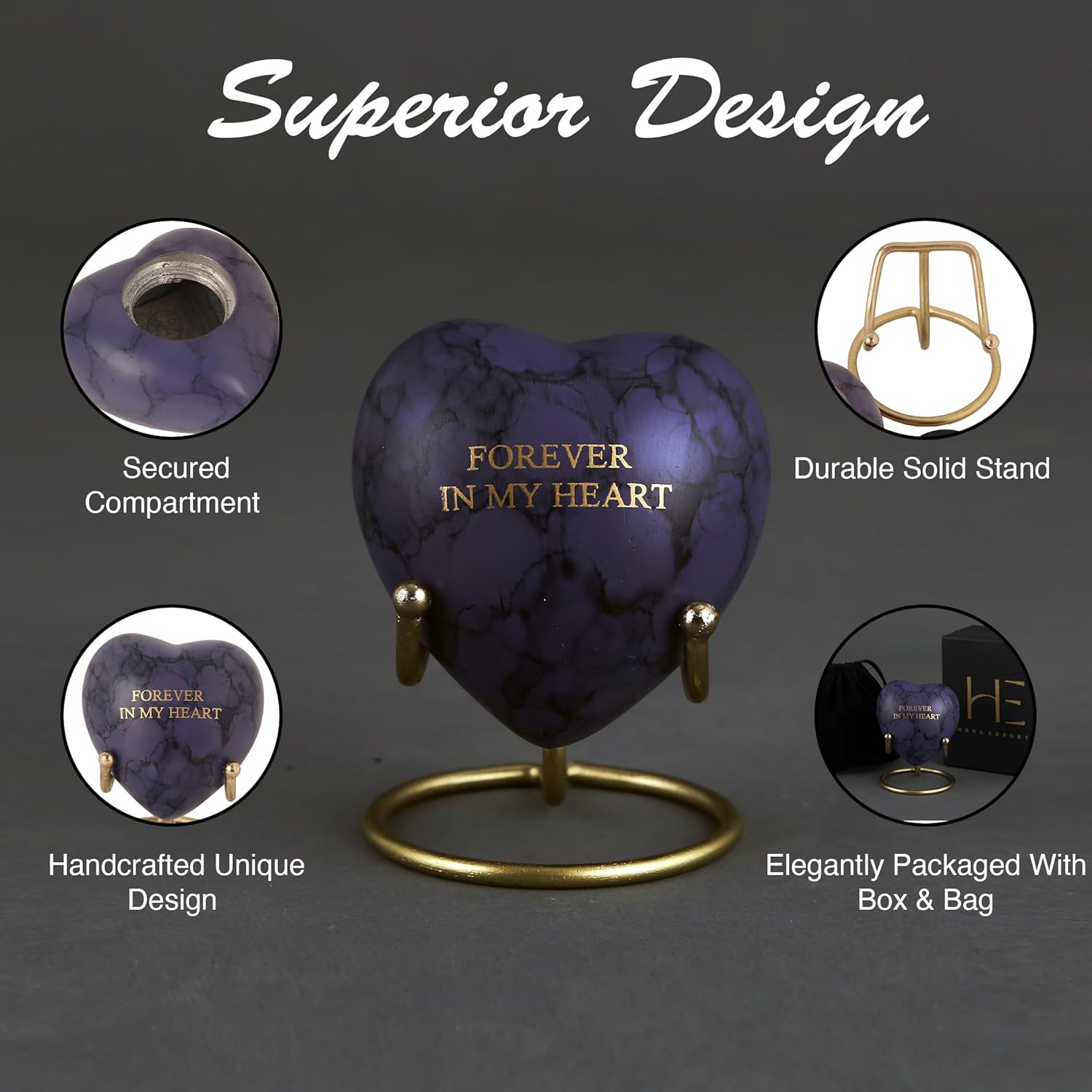 Memorial Heart Keepsake Urn for Ashes | Mini Cremation Urns for Female, Pets or Children | Keepsake Urns for Human Ashes | Memorials Gifts | Forever in My Heart - Image 3