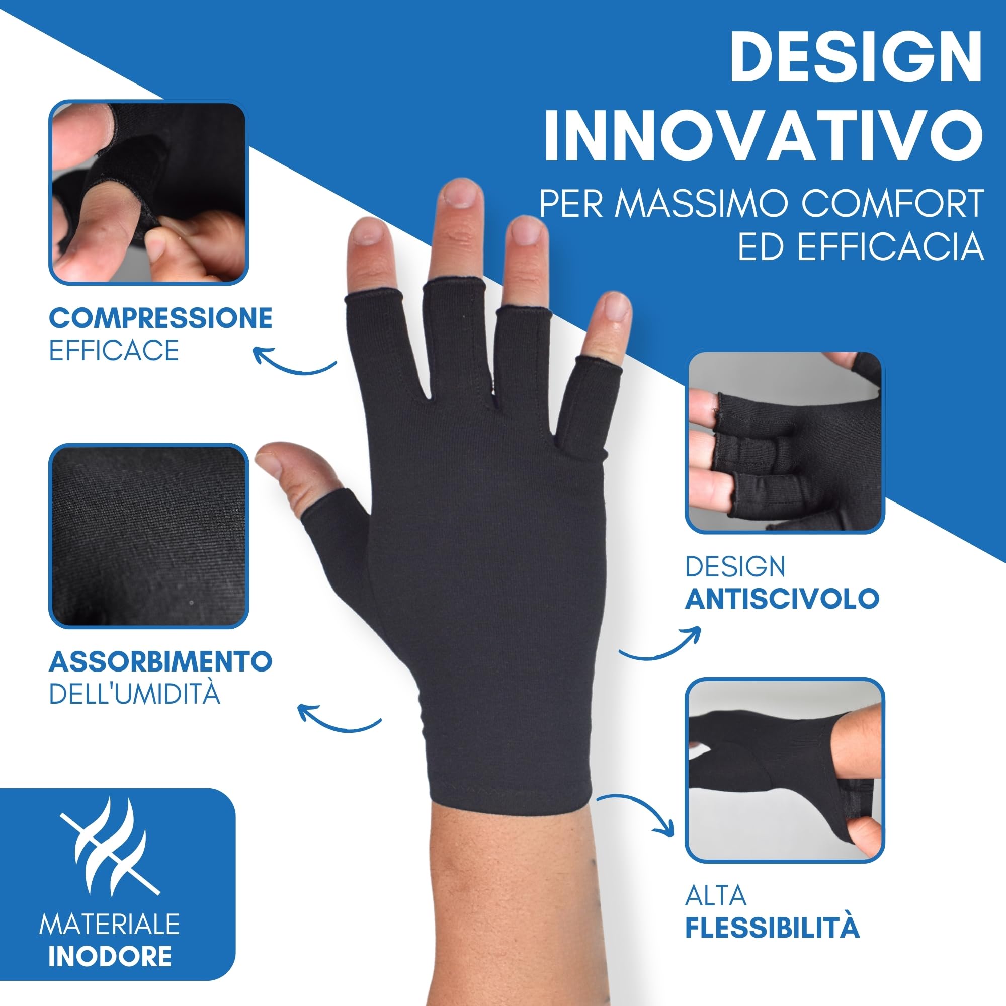 Guanti A Compressione DRNAIETY Per Artrite – Senza Dita, Traspiranti, Touchscreen – Per Uomo E Donna, Taglia S – Alleviano Rigidità E Dolore