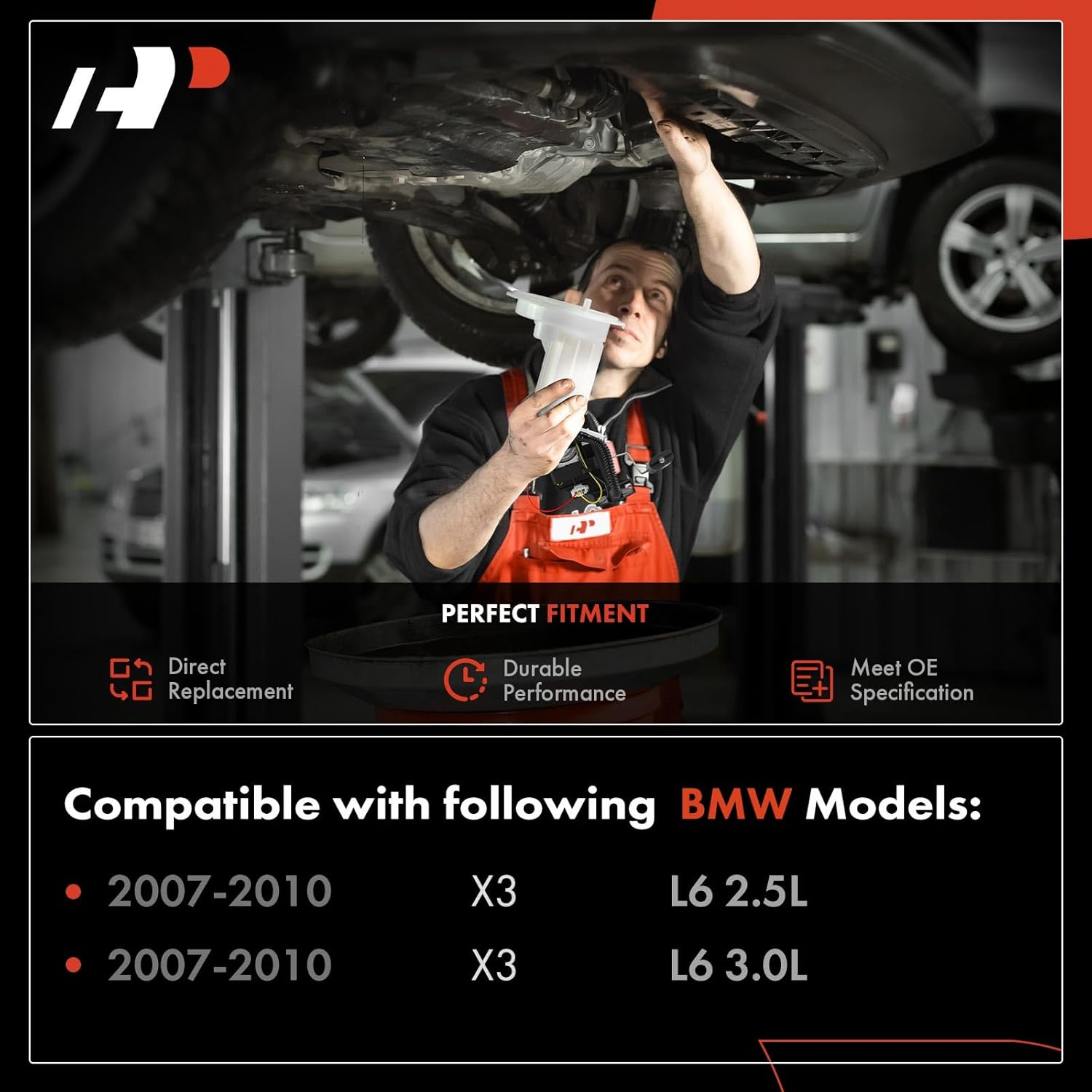 A-Premium Fuel Filter Assembly Compatible with BMW E83 Series X3 2007 2008 2009 2010, 2.5L 3.0L, Replace# 16147186454