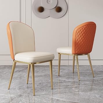 Set of 2 Dining Chair, Modern Kitchen Chairs Comfy Upholstered Accent Chair Mid Century Leisure Chair with Metal Legs and Curved Back,Armless Waiting Living Room Chair47x47x87cm18x18x34, Beige3