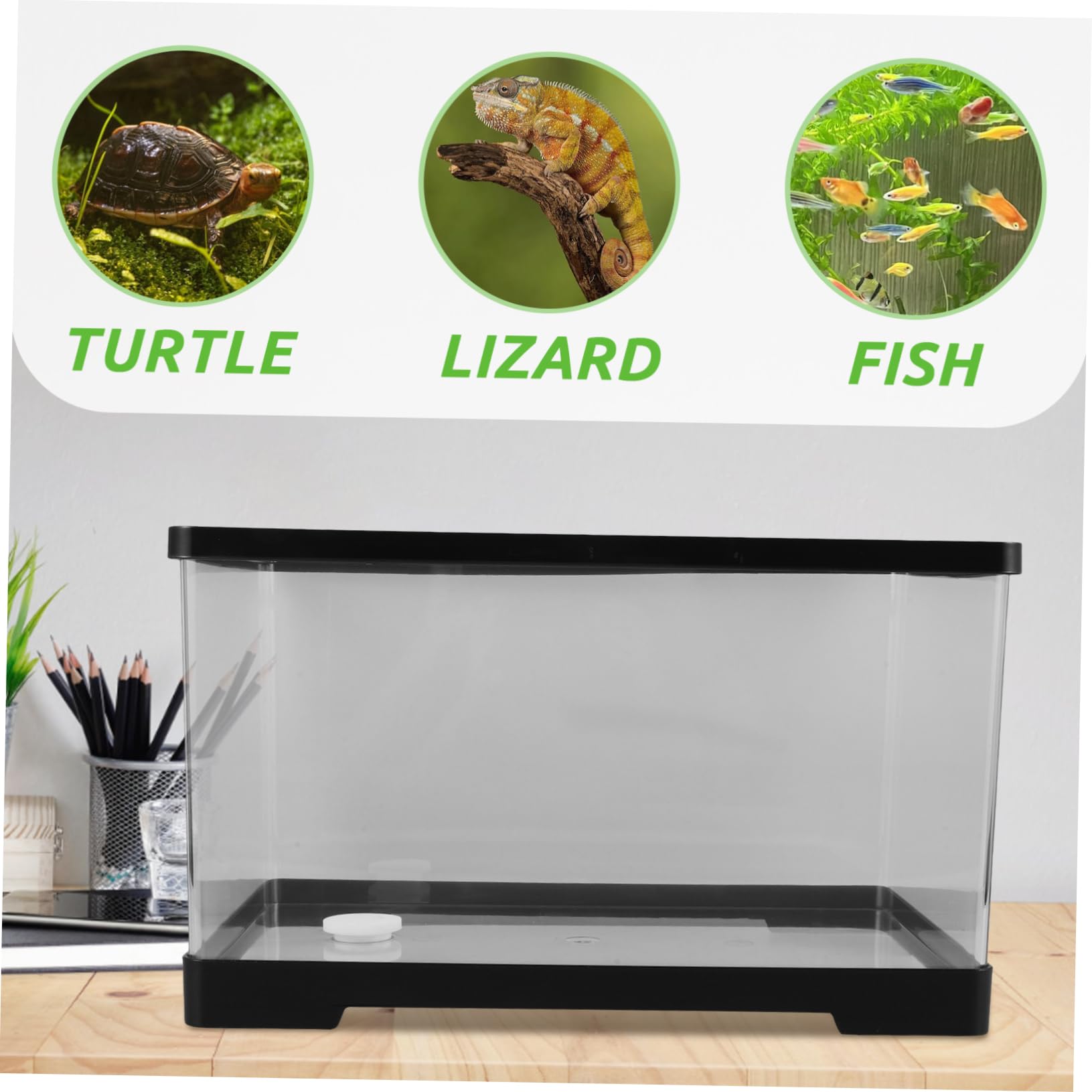 Abaodam Vasca delle Tartarughe Porta Acquario Trasparente per Pesci Rossi Betta Tank Vasca Dell'acquario Ciotola di Pesce Betta Ciotola Acquario Domestico Betta Acrilico Transparent