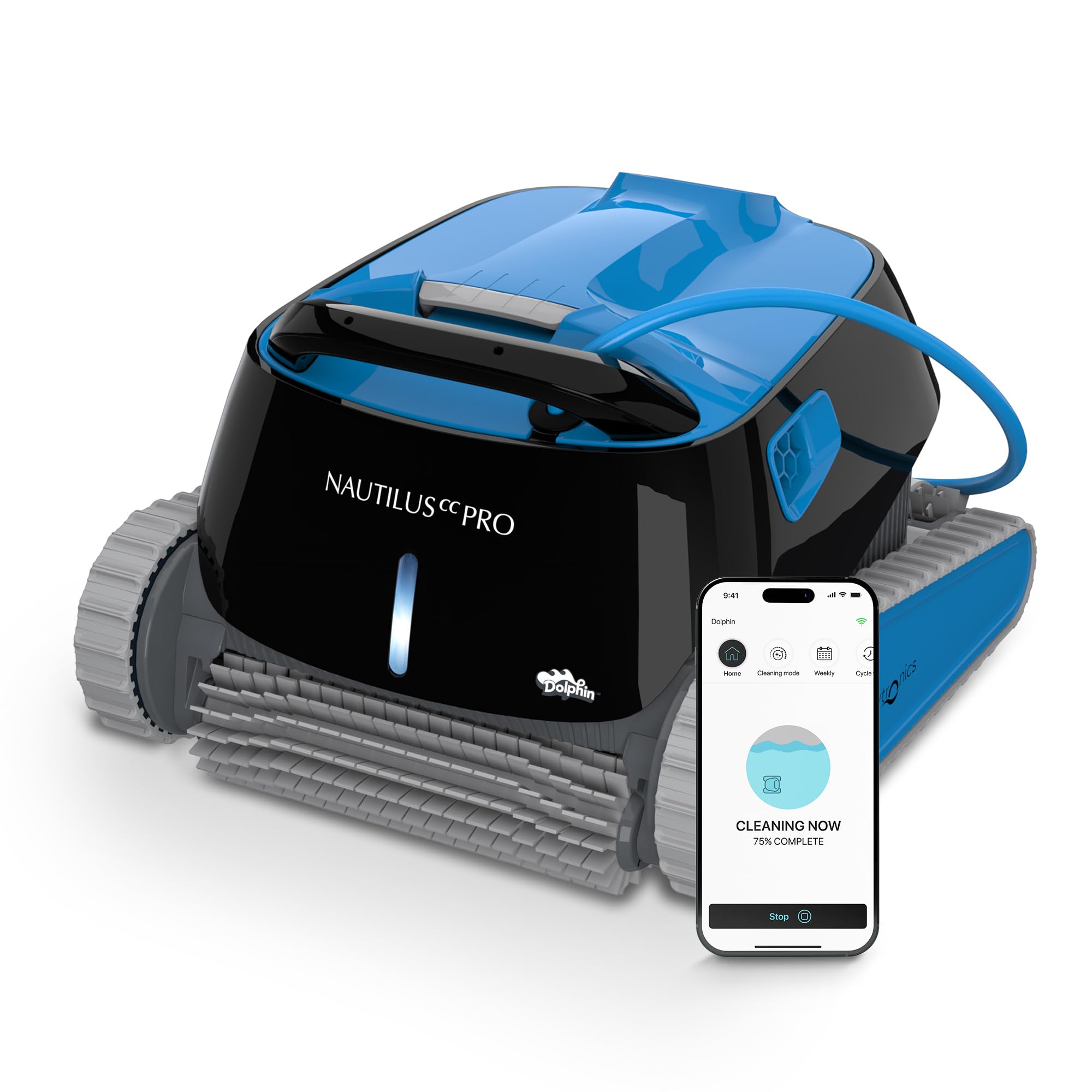 Dolphin Nautilus CC Pro Robot Aspirador para Piscinas enterradas y Desmontables de 15m, Limpieza de Fondo, Paredes y Línea de Agua, Control por la App