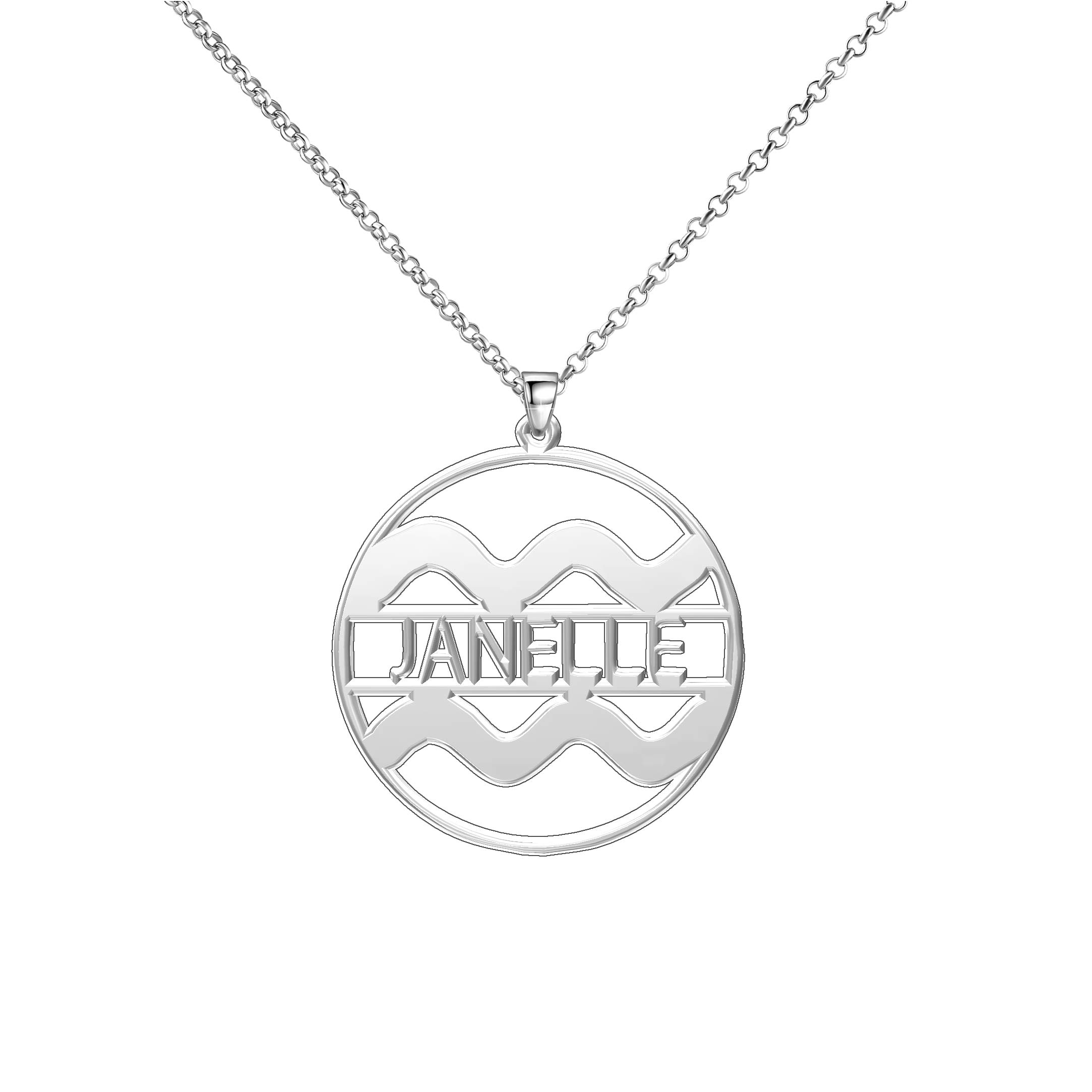LoEnMe Jewelry Sterling Silver Zodiac Signs Aquarius Personalized 12 Constellations Name Necklace Gi