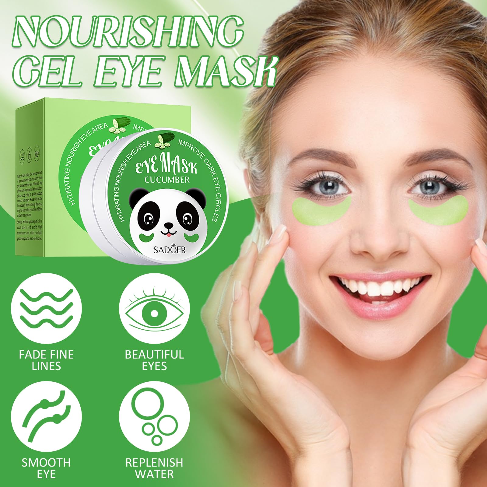 60 Pezzi Patch Contorno Occhi, Collagene Patch Occhi, Cetriolo patch occhi, Eye Patch, Maschera Contorno OcchI, Anti-Rughe e Anti-Occhiaie, Rimuovi Borse e Puffiness