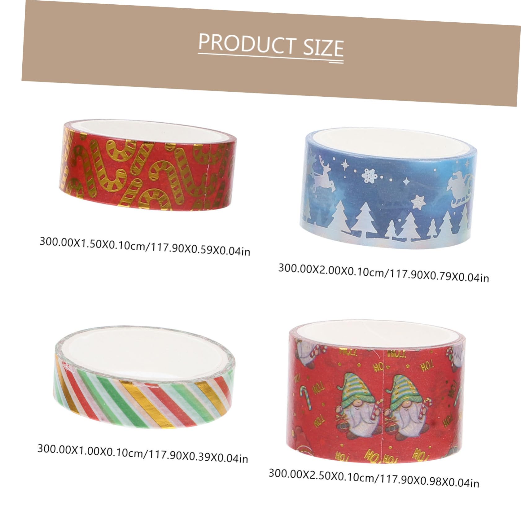 Operitacx 4 Set Nastro Washi Natalizio Con Stampa A Caldo Adesivi Decorativi Fai Da Te 16 Pezzi 3 M/Rotolo Nastro Per Abbellimenti Di Scrapbooking Etichette A Pois Adesivi 16 * 4