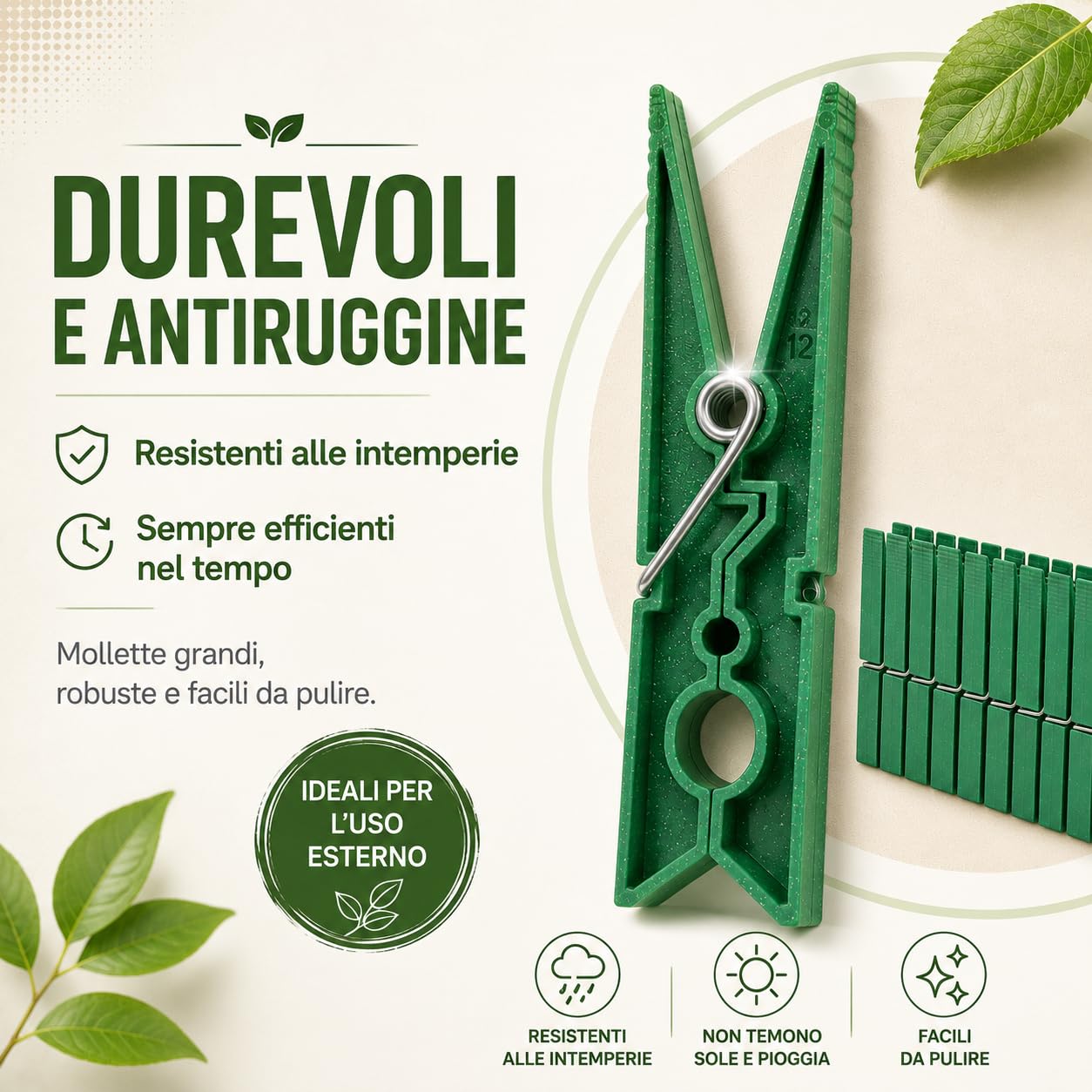 Today Eco – 40 mollette per bucato grandi e resistenti, in plastica riciclata al 95%, antiruggine, antivento, antisegno – mollette panni per stendibiancheria e mollette biancheria da esterno
