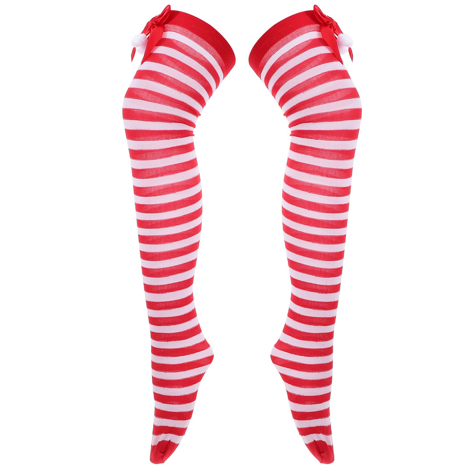 LIFKOME Chaussettes de Fête Hautes pour Femmes Bas de Noël avec Nœuds Décoratifs Respirantes et Confortables au Quotidien