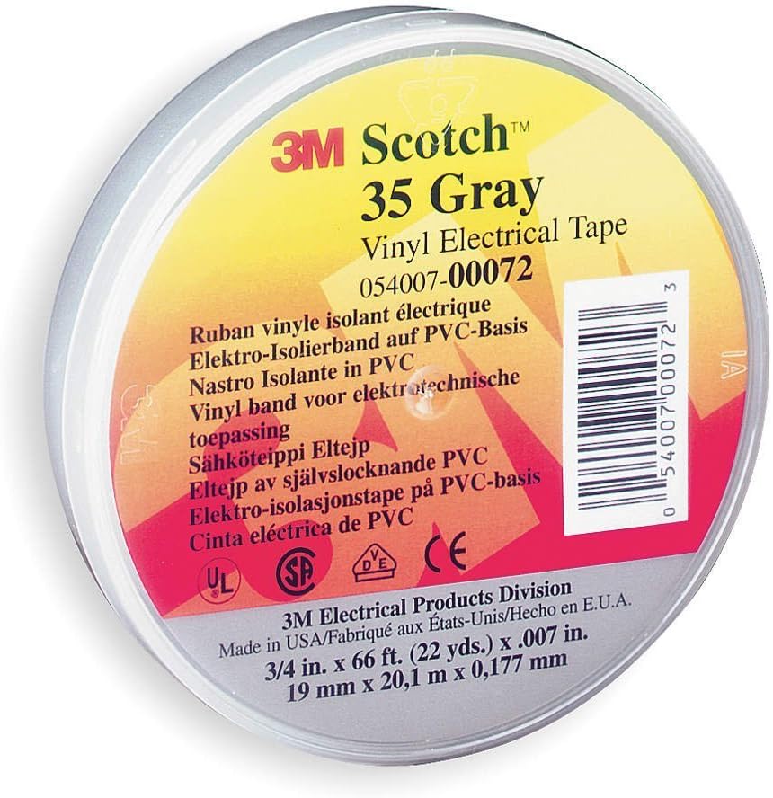 Electrical Tape, 7 mil, 3/4" x 66 ft., Gray