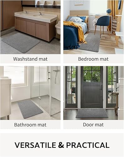 Miniatura 7 de COCOER - Tapete de baño de chenilla, con parte trasera de goma, antideslizante, lavable, de secado rápido, tapetes de baño para suelo de baño, súper