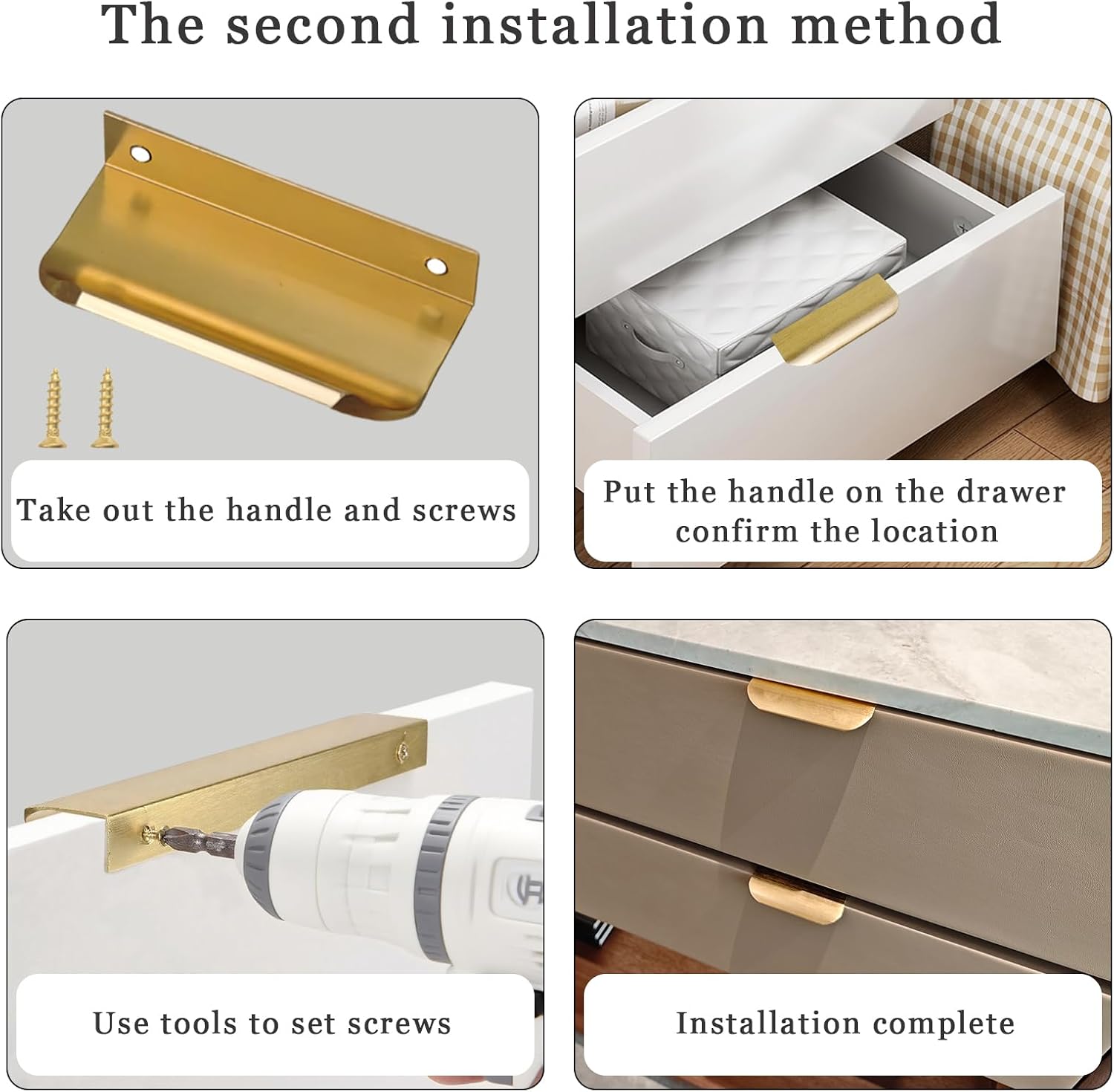 5 Pack Gold Adhesive Edge Finger Pulls for Cabinets, Flat Hidden Bar Pulls Kitchen Concealed Drawer Pulls No Drill Hidden Finger Edge Pulls for Cabinet (3.15inch Length)