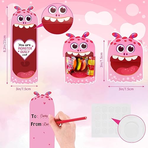 Miniatura 3 de Zonon 48 piezas de tarjetas de caramelo para el día de San Valentín, tarjetas de regalo, divertidas tarjetas de intercambio para niños y niñas,