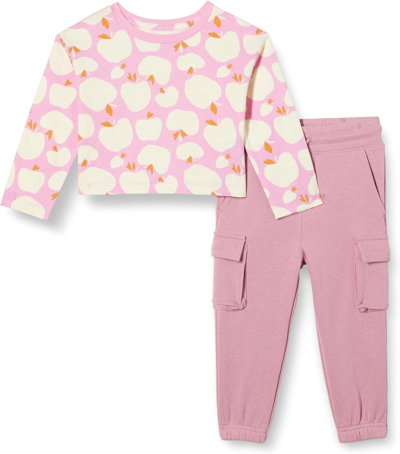 Amazon Essentials Girls and Toddlers' Long Sleeve T-Shirt and Pull on Pants Set