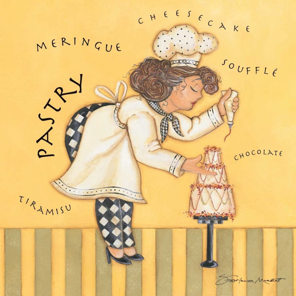 ART-CANVAS-stretched-on-WOODEN BARRAS Pastelera Chef Marrott Stephanie - Imagen cuadrada de alimentos Alimentos Cocina Cocinar Hornear Pastelería Chef Pastel Icing Fine Art Print 14_X_14_in