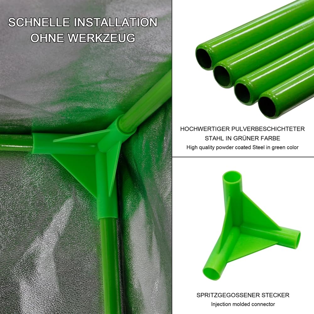 Mucola Growzelt 60x60x220 cm Set mit 3-in-1 Messgerät Zuchtzelt für Hydrokulturen zur Pflanzenzucht | licht- und wasserdicht | Indoor Grow Tent mit reflektierender Innenfolie Zimmergewächshaus