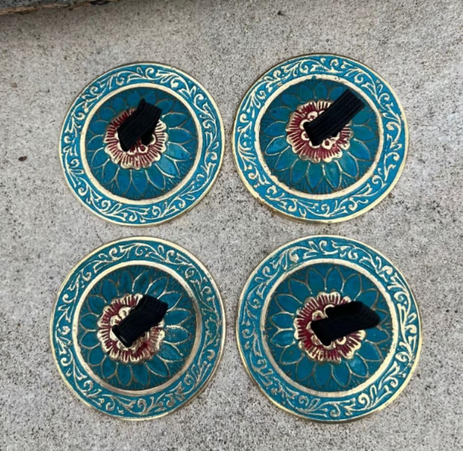 Brass Floral Finger Cymbals (Turquoise) - Image 8