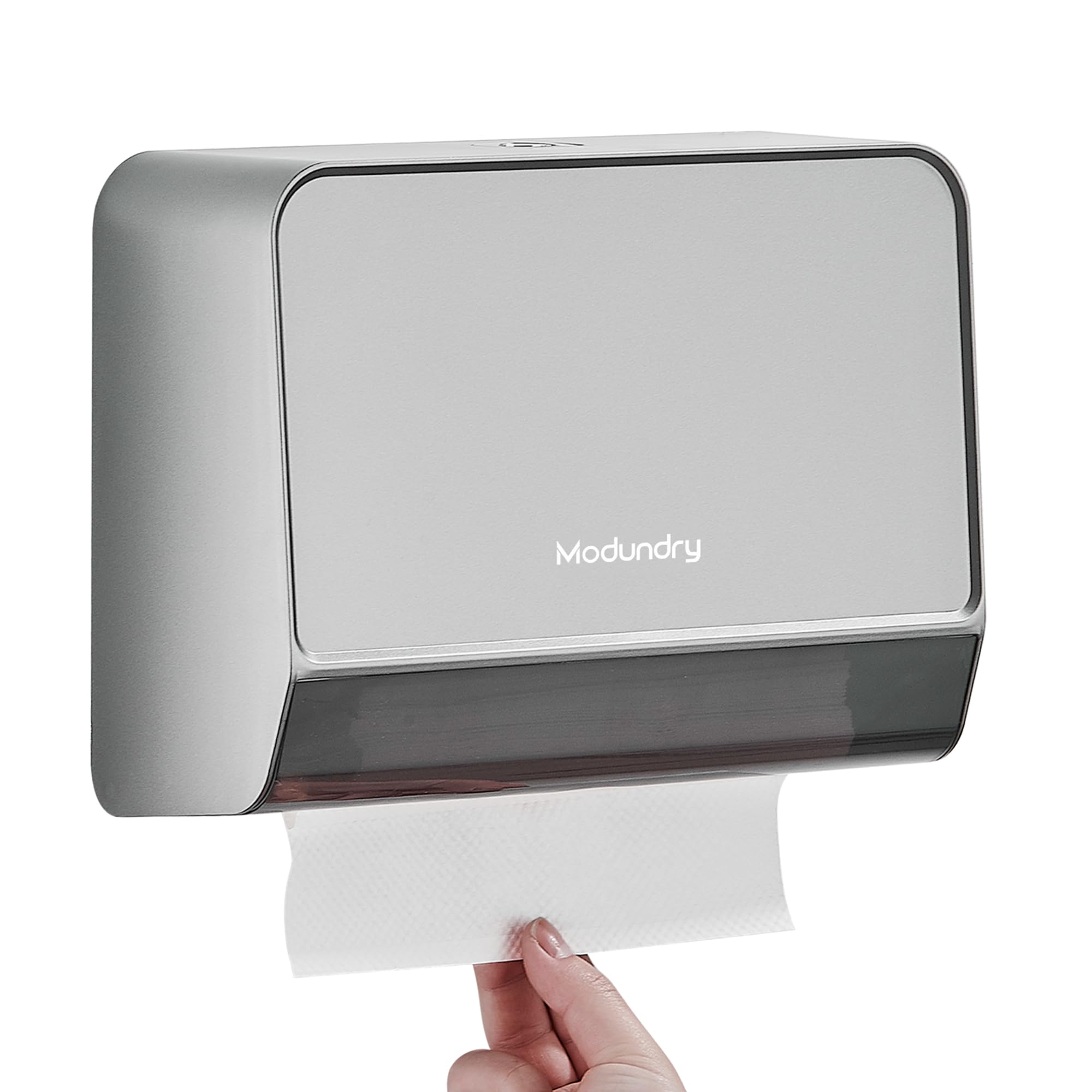 Papierhandtuchspender Handtuchspender zur Wandmontage ohne Bohren, Kommerziell Papiertuchspender für Küche Badezimmer Büro, hält 200 Blatt (Silber)