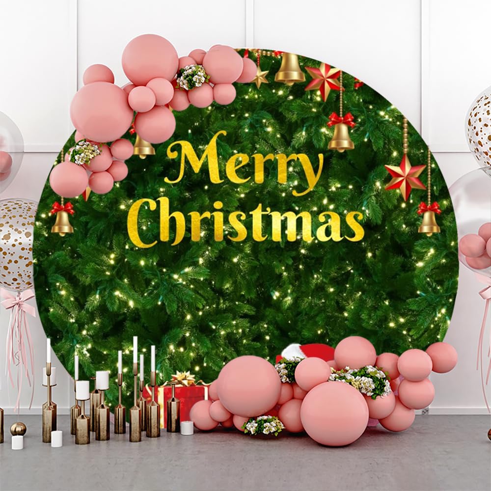 Leyiyi 7.2x7.2ft Merry Christmas Round Backdrop Cover For Photography Merry