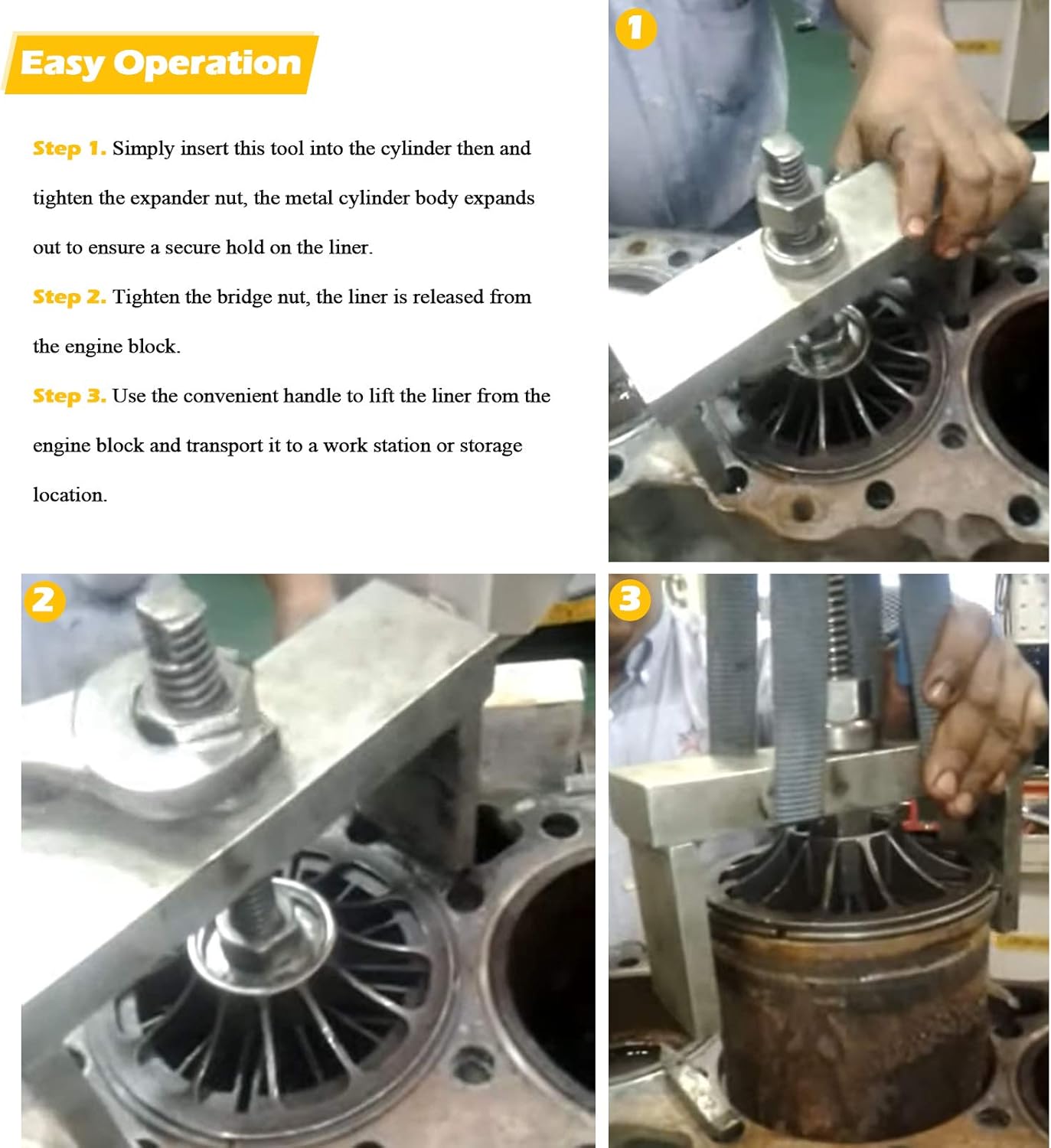 Bonbo J-45876 Cylinder Pack Liner Puller Remover Tool Perfectly Fits for Detroit Diesel 60 Series 12.7L EGR 14L MTUS2000 DD13 DD15 DD16 Heavy Duty Truck Engines, Compatible with OTC 5875