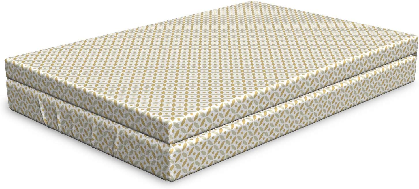 Lunarable Geometric Circle Dog Bed, Disc Shaped Overlaps Dots and Turning Lines with The Inner Circles Image, Durable Washable Mat with Decorative Fabric Cover, 48" x 32" x 6", Beige Cream