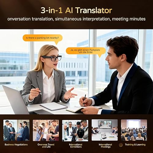 Miniatura 5 de Lentes inteligentes AI con cámara y audio, resolución de 8 MP 1080P grabación de video HD, compatible con foto/video/audio, asistente de