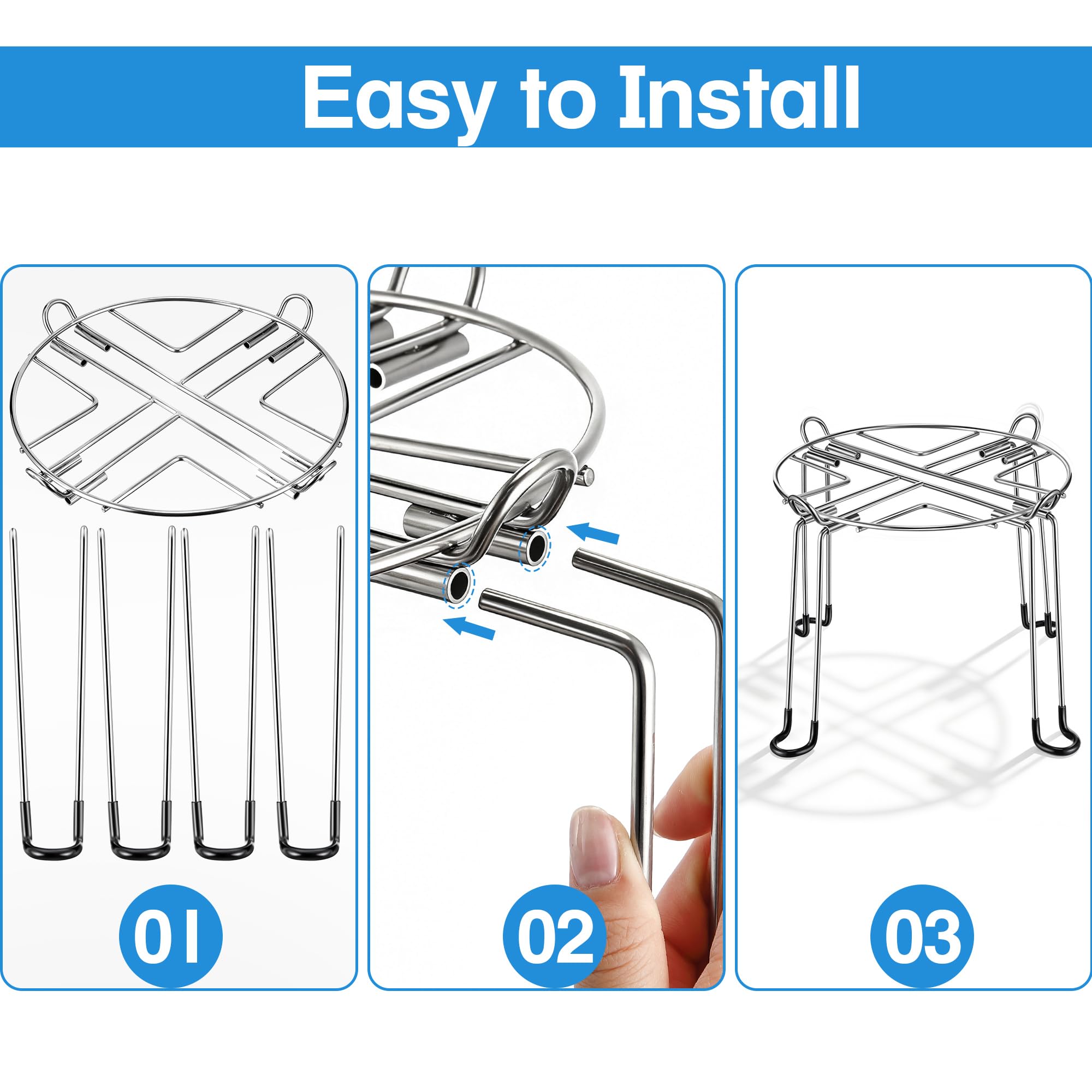 Dreyoo Support de système de filtre à eau alimenté par gravité, 25,4 cm de diamètre par 20,3 cm de haut, support de filtration amovible en acier inoxydable sous évier et comptoir compatible avec