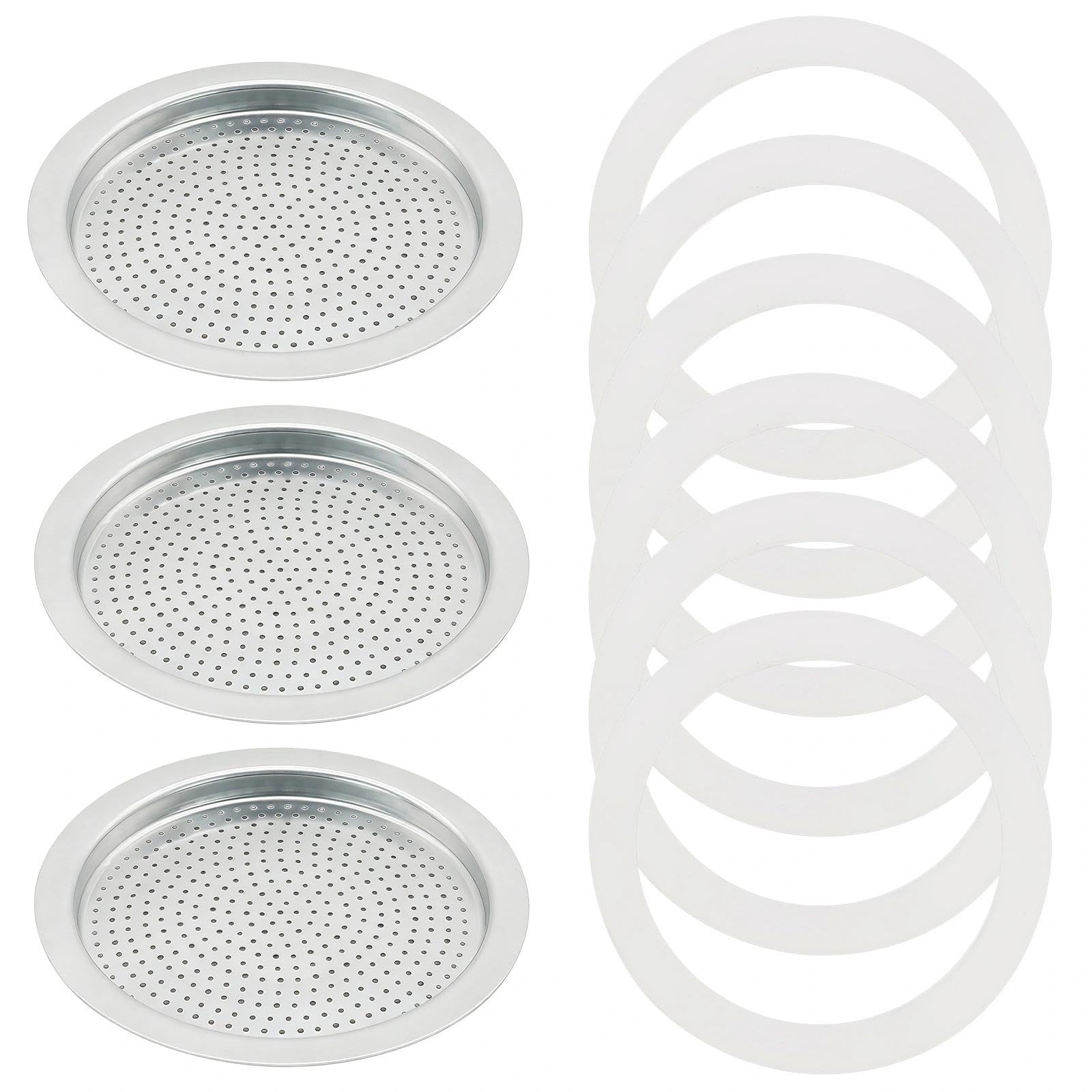6 Cup 6 Silicone Gasket Seals Gasket and 3 Aluminum Filter Plates