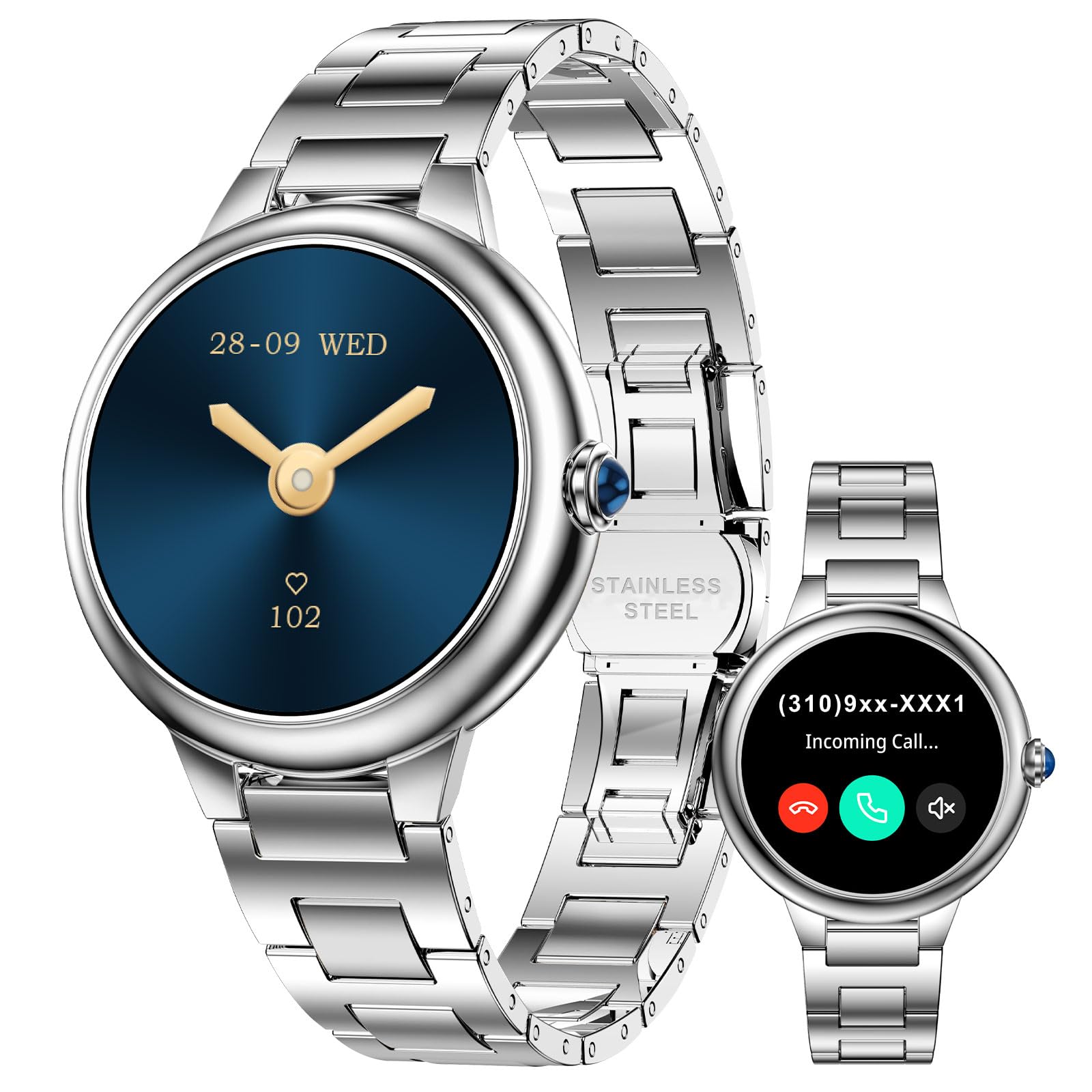 2026 Smartwatch Herren Damen, DAGPT, 1.19" Fitnessuhr Damen, 100+Sportmodi IP67 Wasserdicht Sportuhr, Smart Watch mit Schrittzähler, Herzfrequenz, SpO2, Schlafmonitor, Uhren für iOS Android Silber